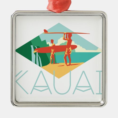 Kauai Surfers Metal Ornament