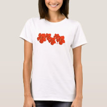 Kauai T-Shirt ~ Clusters of Red Hibiscus Flowers