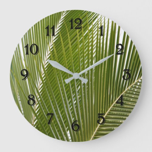 Kauai Tropical Palm Tree Leaves Large Clock