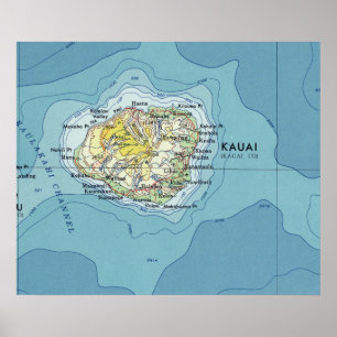 Kauai Vintage Map Poster