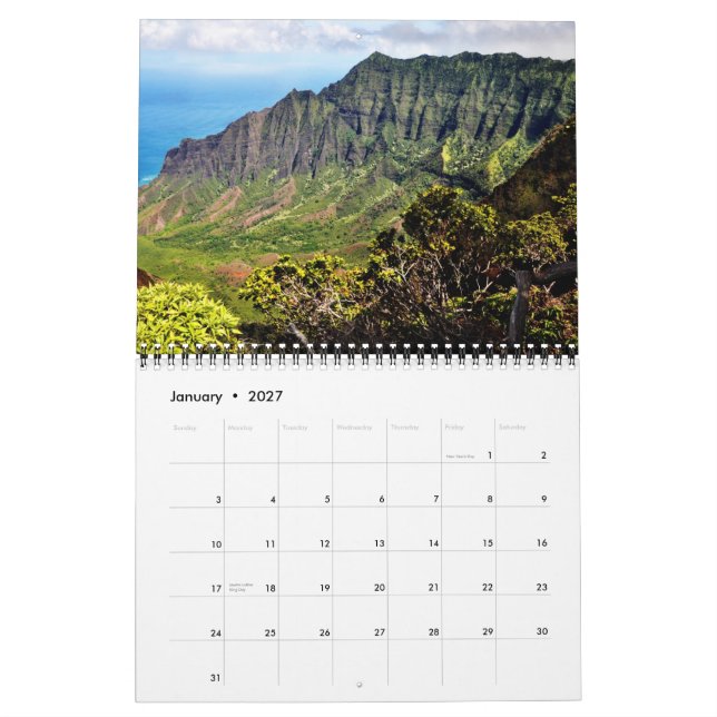 Kauai Wall Calendar (Jan 2027)