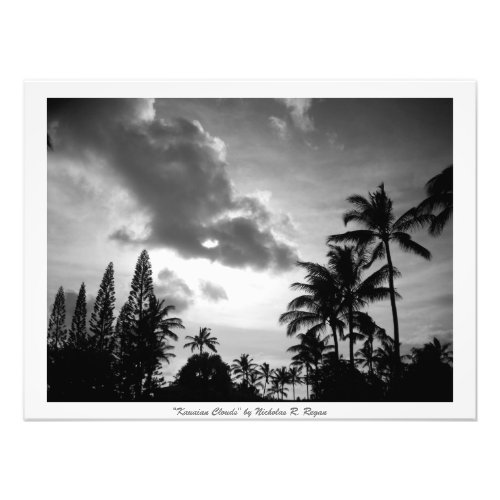Kauaian Clouds Black and White Professional Photo Print