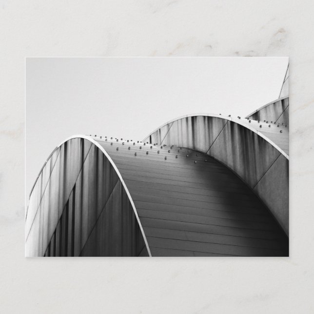 Kauffman Center Black and White Curves Kansas City Postcard (Front)