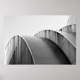 Kauffman Center Black and White Curves Kansas City Poster