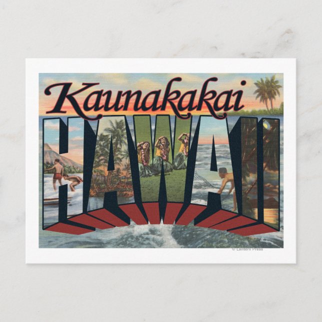 Kaunakakai, Hawaii - Large Letter Scenes Postcard (Front)