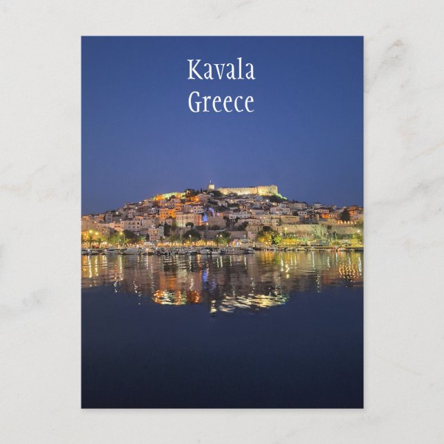 Kavala Greece at Night Postcard (Front)