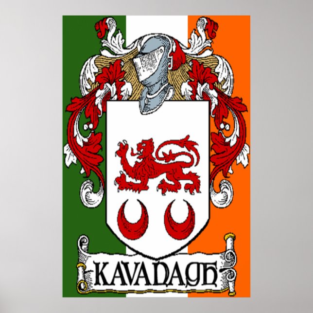 Kavanagh Coat of Arms Irish Flag Print (Front)