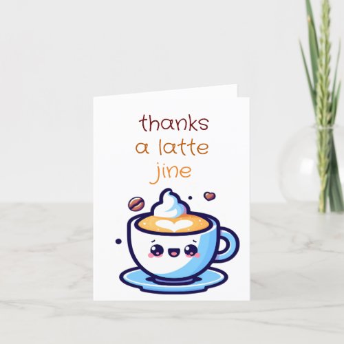 kawai  A Latte Coffee Thank You Cards