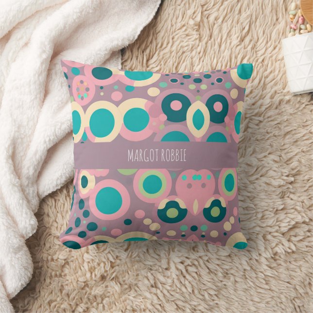 Kawai Circle Pink Navy Isometric Pattern Throw Pillow (Blanket)
