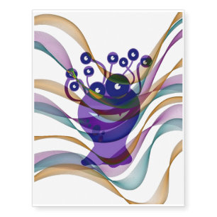 Kawai monster,colorful,abstract,fun,happy,kids temporary tattoos