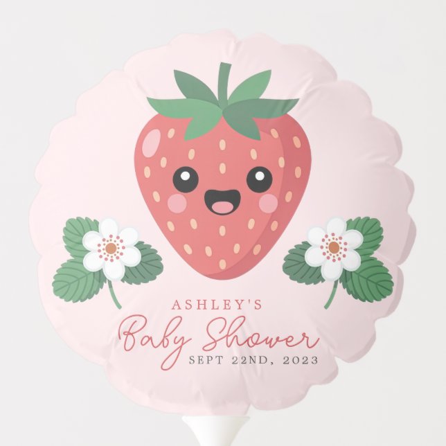Kawai Strawberry Baby Shower Balloon (Back)