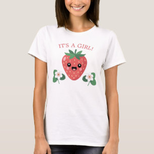 Kawai Strawberry Baby Shower Mom To Be It's A Girl T-Shirt