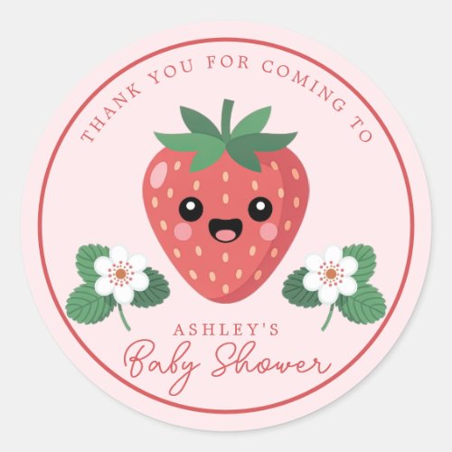 Baby Shower Favors 6 Kawai Strawberry Baby Shower Thank You Classic Round Sticker