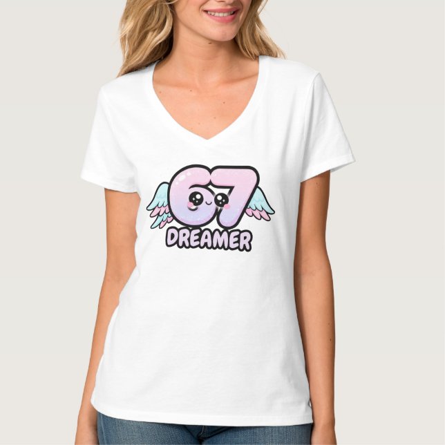 Kawaii "67 Dreamer" – Cute Pastel Angel Number  T-Shirt (Front)