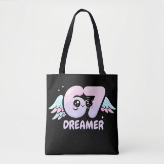 Kawaii "67 Dreamer" – Cute Pastel Angel Number  Tote Bag