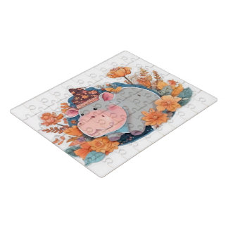 kawaii  a little hippo baby shower jigsaw puzzle