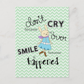 Kawaii Adorable Bunny Cartoon Inspirational Quote Postcard