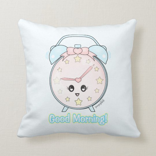 Kawaii Alarm Clock Throw Pillow
