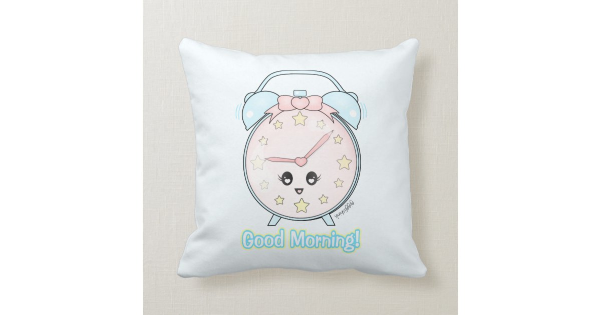 Kawaii Alarm Clock Throw Pillow Zazzle Com Kawaii Alarm Clock Throw Pillow, Alarm Clock Pillow
