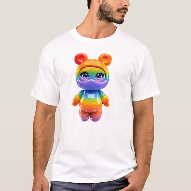 Kawaii Alien Character Rainbow Cute Floating Creat T-Shirt (Front)