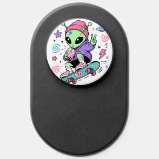 Kawaii Alien Skater Bubble Tea Design PopSocket
