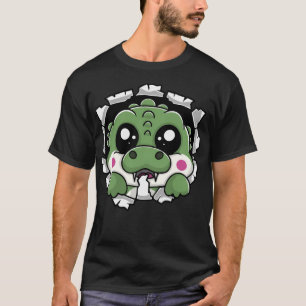 Kawaii Alligator Chewing Through T-Shirt