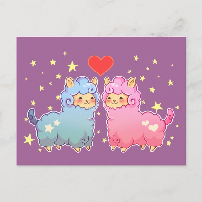 Kawaii Alpaca Friends Postcard (Front)