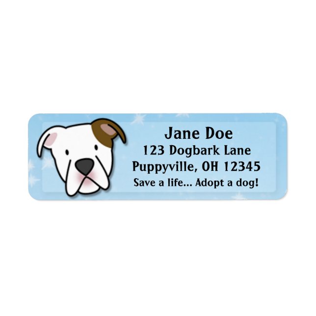 Kawaii American Bulldog Label (Front)