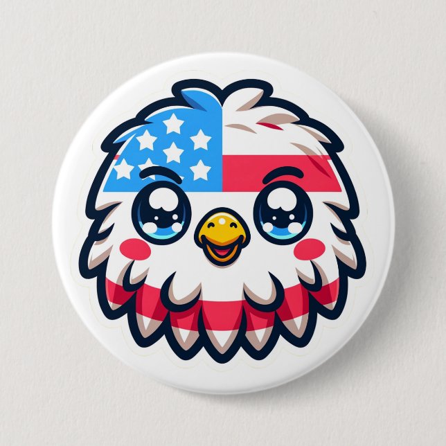 Kawaii American Eagle Button (Front)