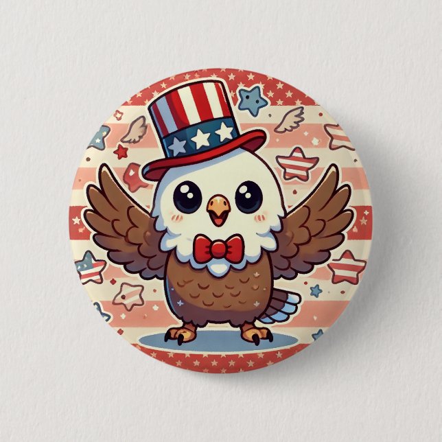 Kawaii American Eagle Button (Front)