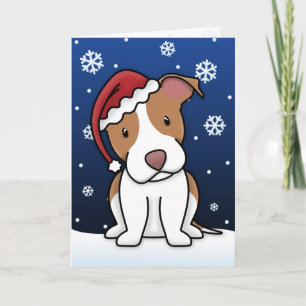 Kawaii American Pit Bull Terrier Christmas Card