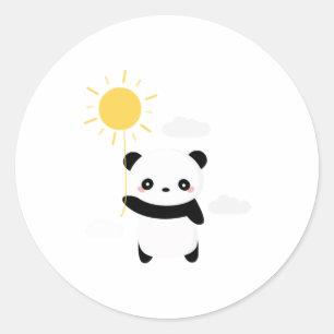 Kawaii and cute panda sunshine classic round sticker
