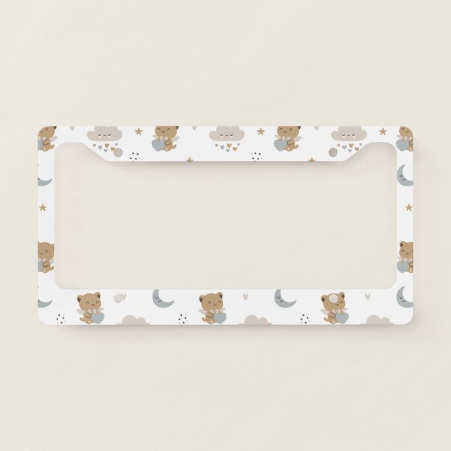 Kawaii Angel Cats & Clouds (1) License Plate Frame (Front)