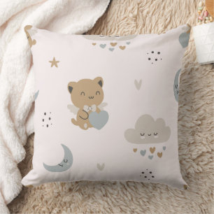 Kawaii Angel Cats & Clouds (2) Throw Pillow