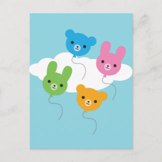 Kawaii Animal Balloons Postcard