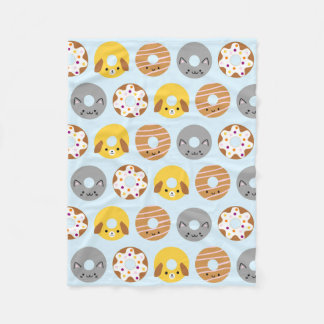 Kawaii Animal Donuts Fleece Blanket