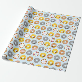Kawaii Animal Donuts Wrapping Paper