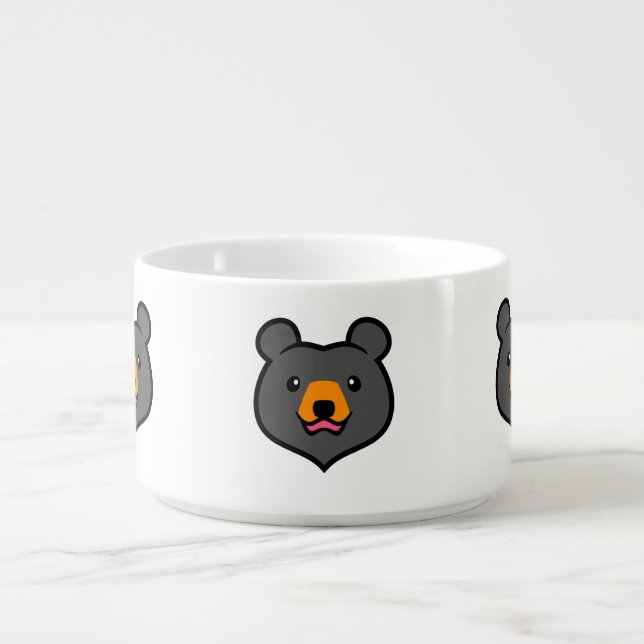 Kawaii Animal Lover Cartoon Black Bear Bowl (Center)
