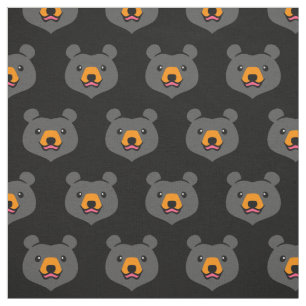 Kawaii Animal Lover Cartoon Black Bear Fabric