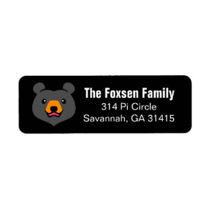 Kawaii Animal Lover Cartoon Black Bear Label