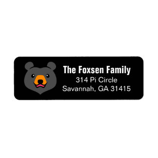 Kawaii Animal Lover Cartoon Black Bear Label