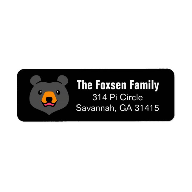 Kawaii Animal Lover Cartoon Black Bear Label (Front)