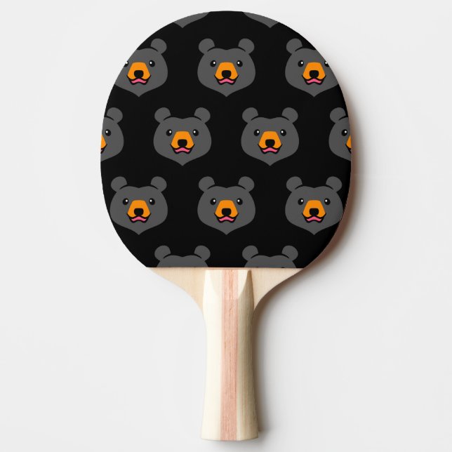 Kawaii Animal Lover Cartoon Black Bear Ping Pong Paddle (Front)