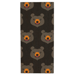 Kawaii Animal Lover Cartoon Black Bear Wood USB Flash Drive