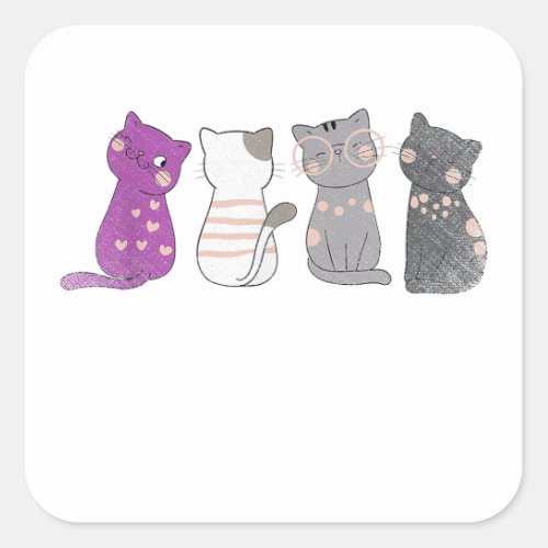 Kawaii Animal Lover Cat Ace Aromantic LGBTQ Queer  Square Sticker