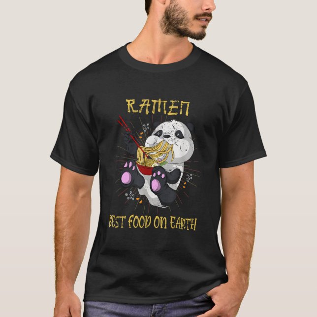 Kawaii Animal Panda Bear Japanese Ra Noodles Anime T-Shirt (Front)