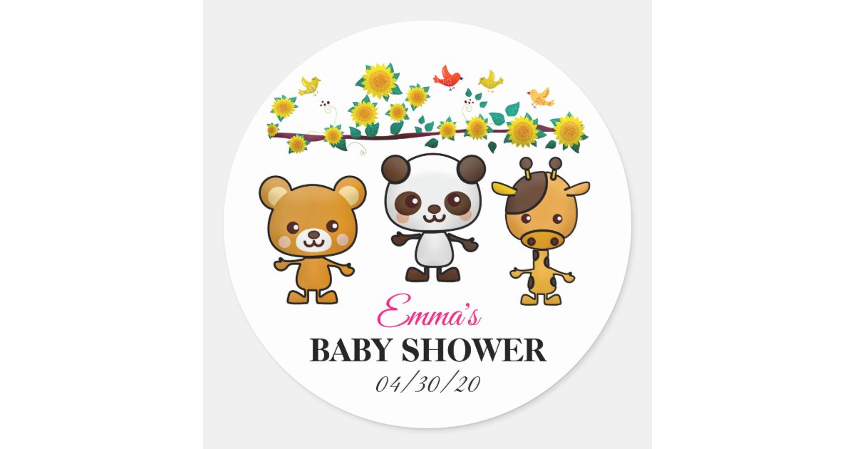 Kawaii Animals Baby Shower_GC - Sticker | Zazzle