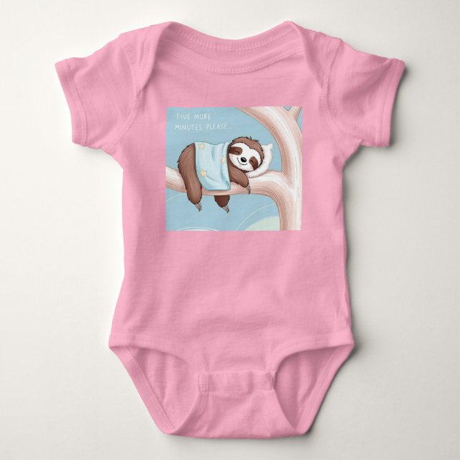 Kawaii Animals / Sleepy Bear Sleeping with Shellly Baby Bodysuit (Front)