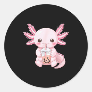 Kawaii Anime Axolotl Boba Classic Round Sticker