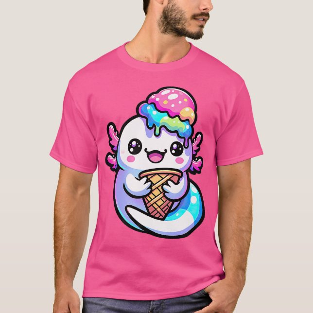 Kawaii Anime Axolotl Love Funny Girl Mexican Salam T-Shirt (Front)